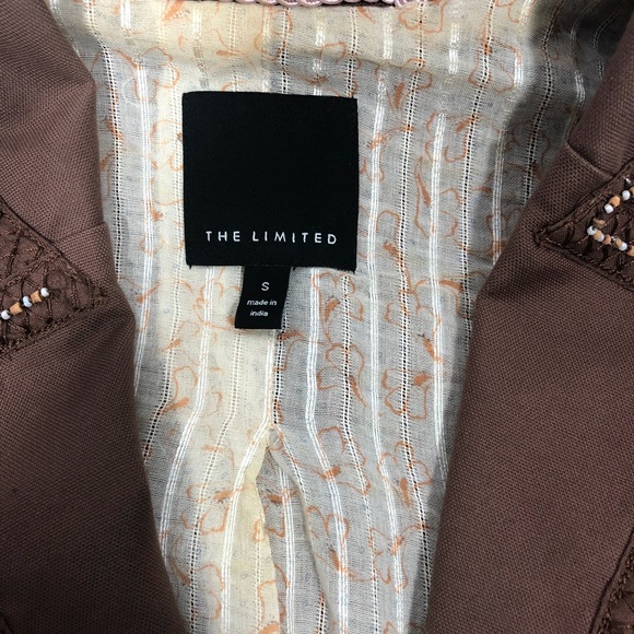 The Limited Brown Beaded Embroidered Blazer S - Picture 7 of 8